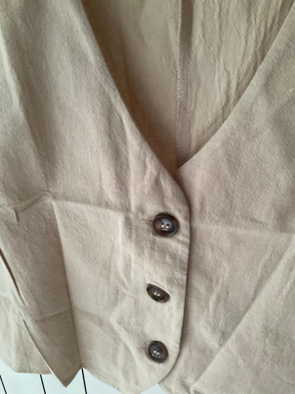 Cardigã/veste sem mangas bege creme leve efeito linho – Tamanho M – Novo – photo 3